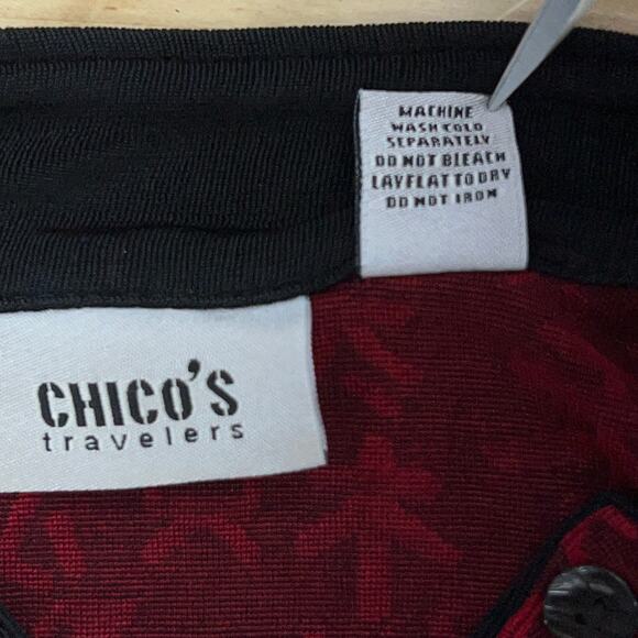 Chicos Travelers Womens Size 1 US 8 Jacket Chinese Kanji Mandarin Collar Slinky - Picture 13 of 15